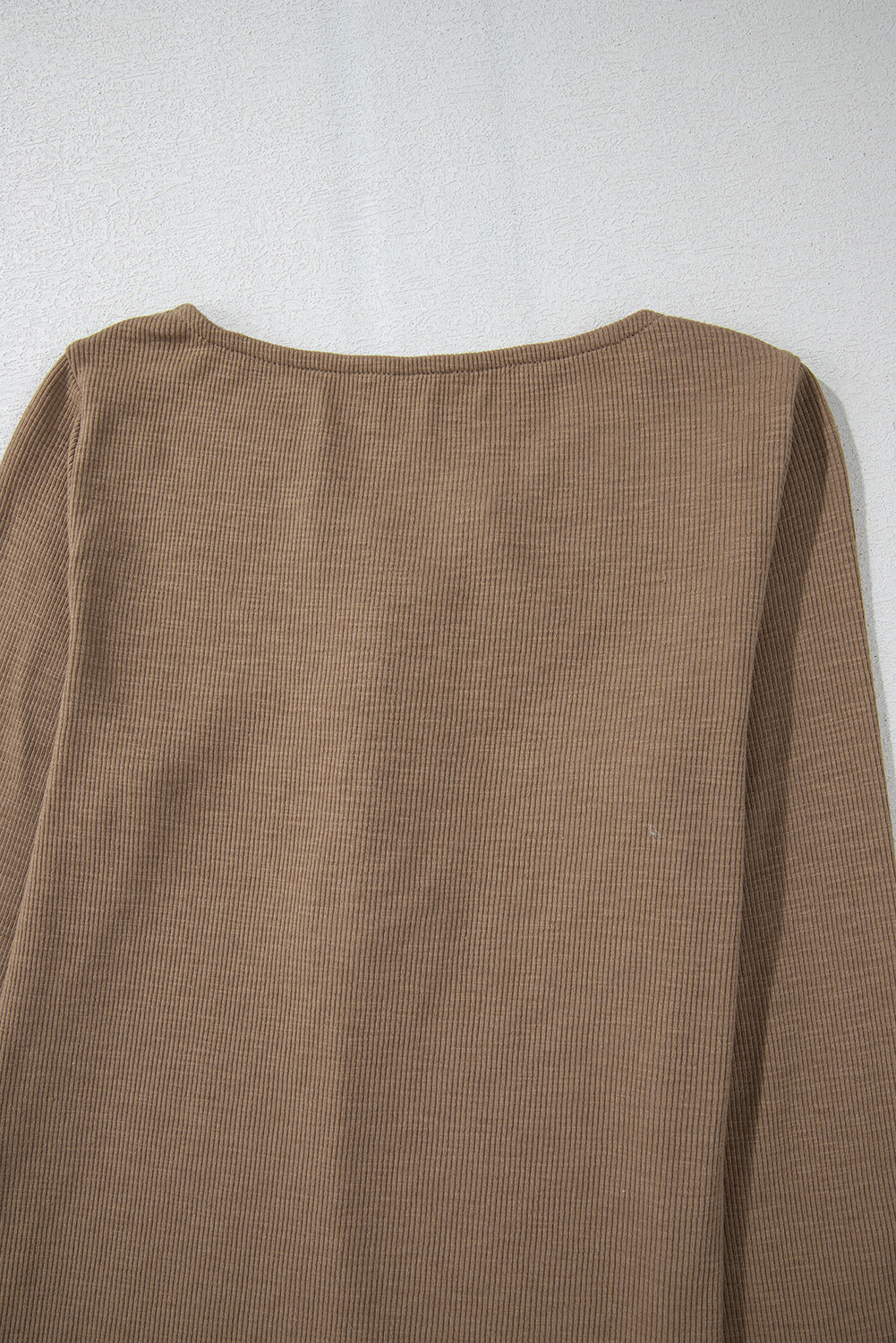 Chestnut Anglaise Broider Ribbed Long Sleeve Top Long Sleeve Tops JT's Designer Fashion