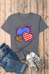 Gray American Heart July 4th Celebration Graphic T Shirt Graphic Tees JT's Designer Fashion