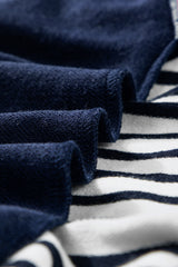 White Stripe Color Block Exposed Seam Loose Fit Sweatshirt Sweatshirts & Hoodies JT's Designer Fashion