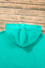 Aruba Blue Fleece Lined Half Zipper Kangaroo Pockets Loose Hoodie Sweatshirts & Hoodies JT's Designer Fashion
