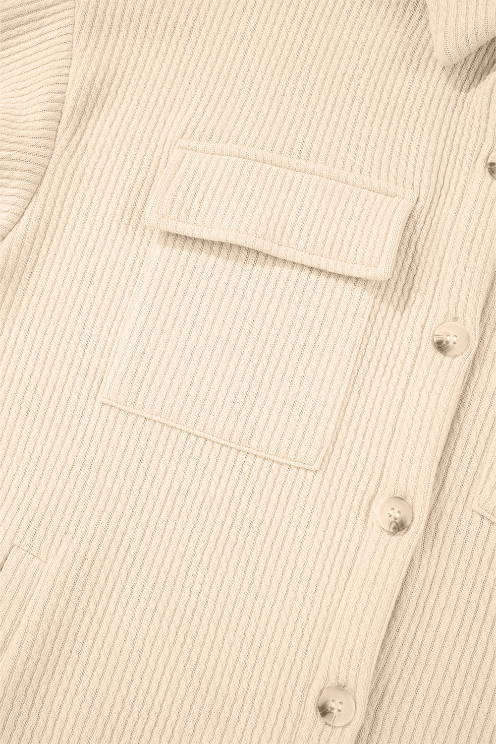 Apricot Solid Color Corduroy Buttoned Long Sleeve Shacket Jackets JT's Designer Fashion