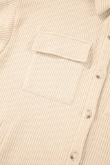 Apricot Solid Color Corduroy Buttoned Long Sleeve Shacket Jackets JT's Designer Fashion