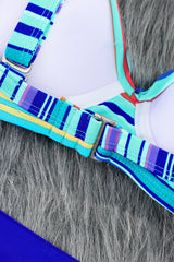 Sky Blue Twisted Bust Striped Bikini Set Bikinis JT's Designer Fashion