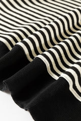 Black Stripe Loose Drop Shoulder Long Sleeve Top Long Sleeve Tops JT's Designer Fashion