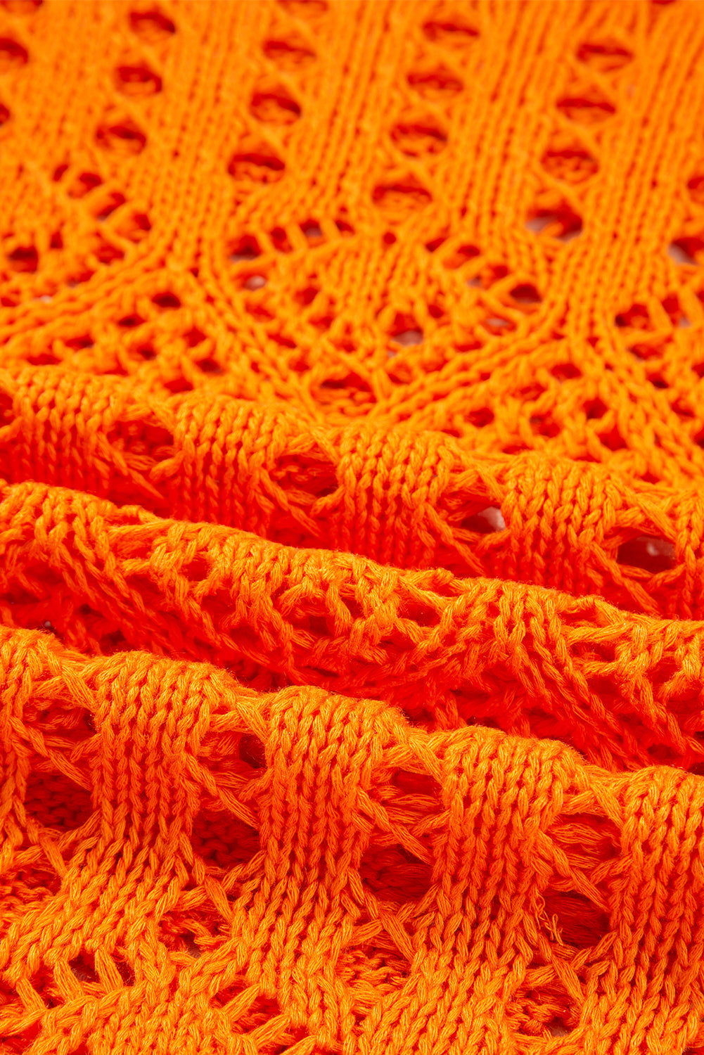 Carrot Solid Color Open Crochet Scallop Edge Sweater Sweaters JT's Designer Fashion