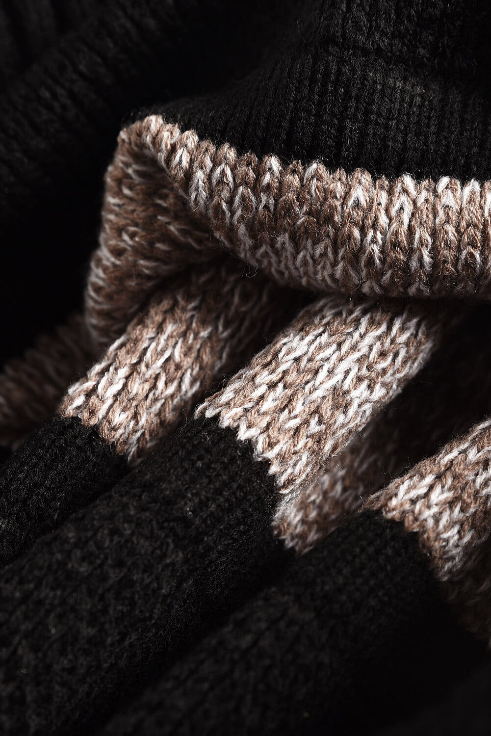 Black Color Block Netted Texture Pullover Sweater Sweaters & Cardigans JT's Designer Fashion