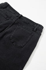Black High Waist Button Front Flare Jeans Jeans JT's Designer Fashion