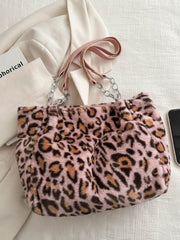 Faux Fur Leopard Shoulder Bag Shoulder Bags JT's Designer Fashion