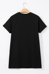Black Nashville Guitar Print Crew Neck T Shirt Mini Dress T Shirt Dresses JT's Designer Fashion