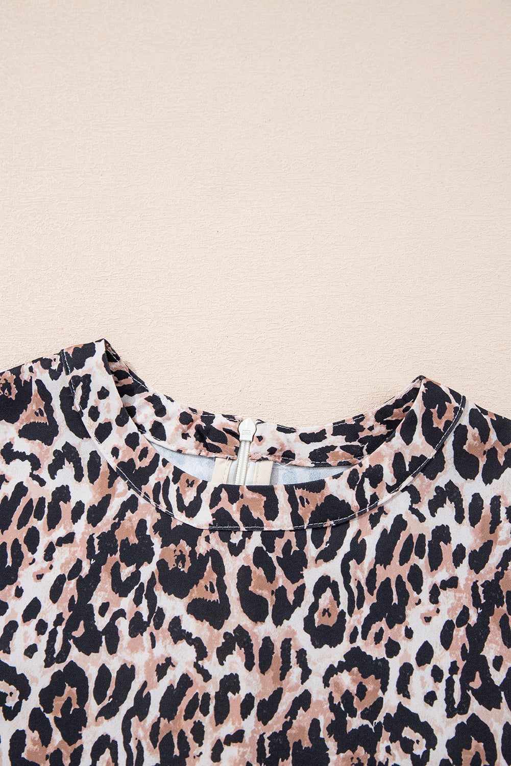 Brown Leopard Print Crew Neck Shift Short T Shirt Dress T Shirt Dresses JT's Designer Fashion