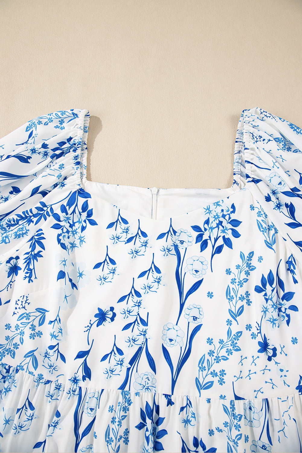 Sky Blue Floral Print Sweetheart Neck Plus Size Midi Dress Plus Size Midi Dresses JT's Designer Fashion