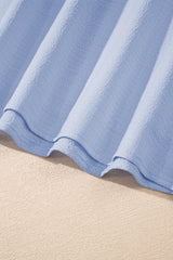 Beau Blue Textured Flutter Sleeve Square Neck Bow Back Mini Dress Mini Dresses JT's Designer Fashion