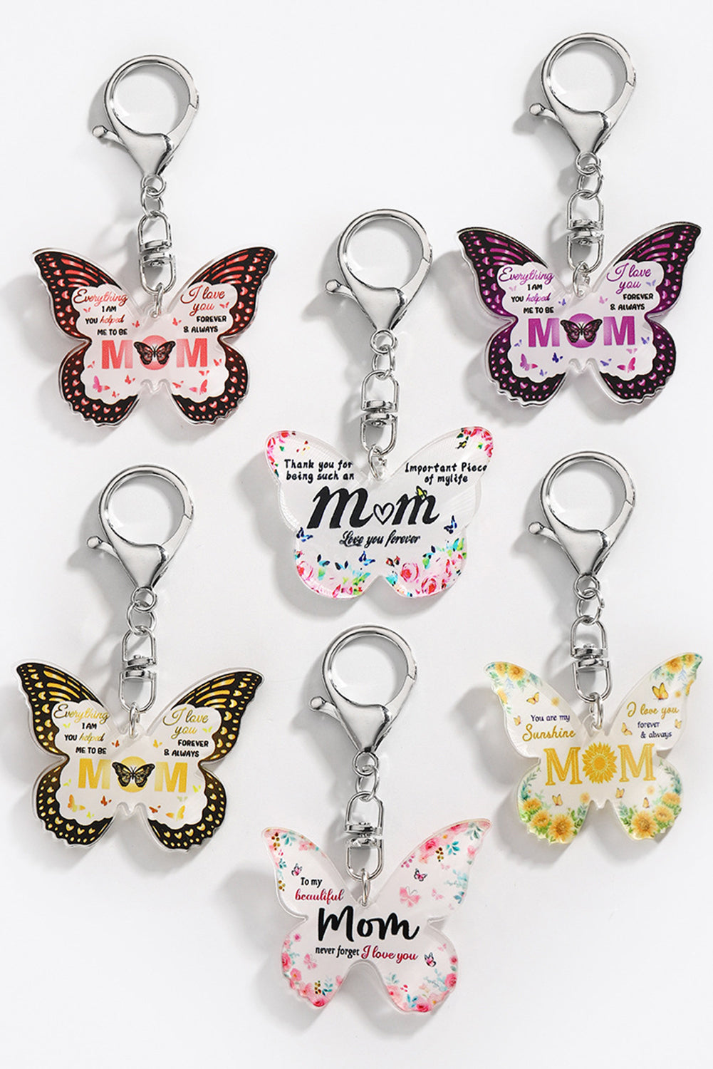 Yellow MOM Butterfly Shape Acrylic Keychain Other Accessories JT's Designer Fashion