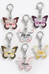 Yellow MOM Butterfly Shape Acrylic Keychain Other Accessories JT's Designer Fashion