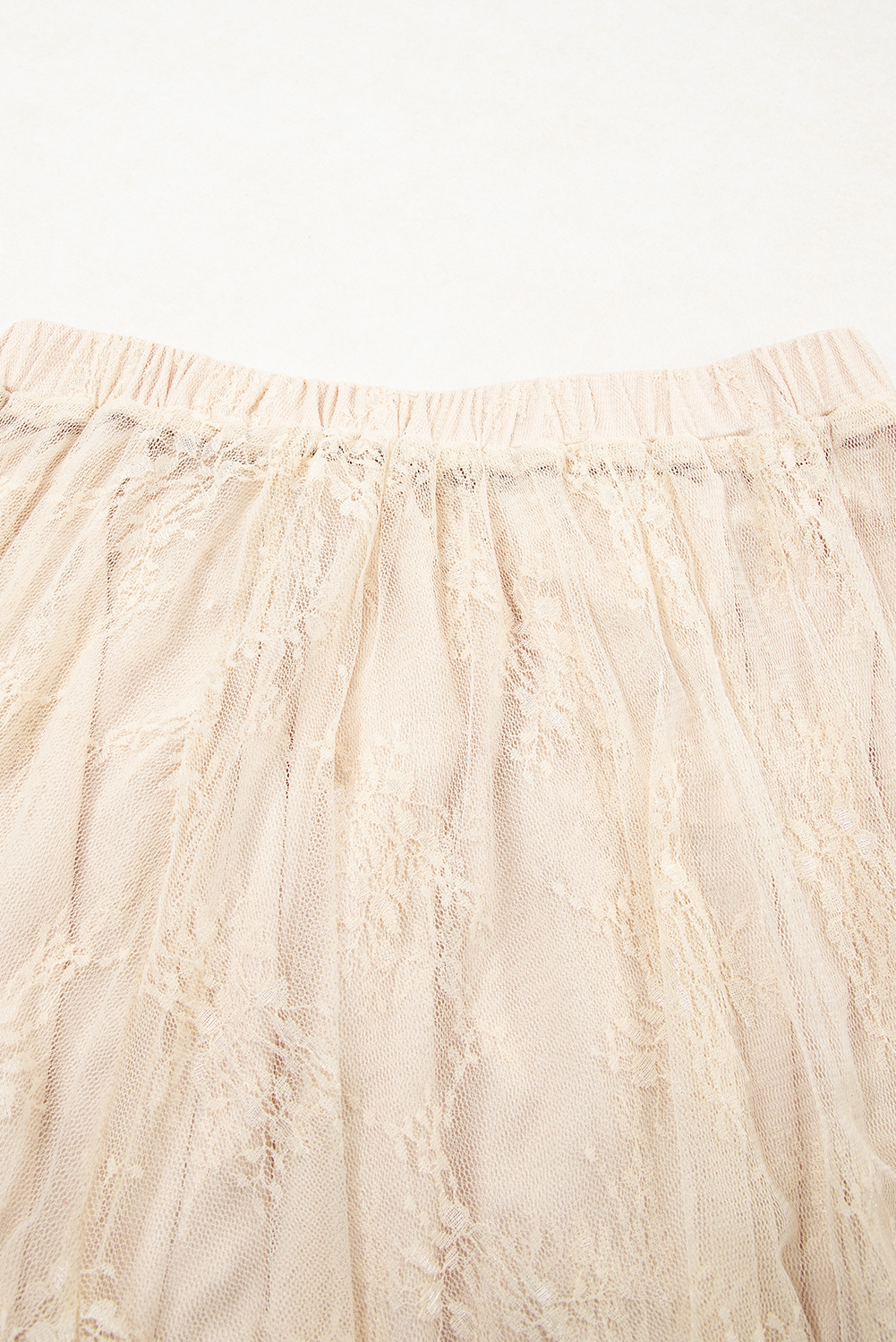 Apricot Lace Cascading Tiered High Waist Maxi Skirt Skirts & Petticoat JT's Designer Fashion