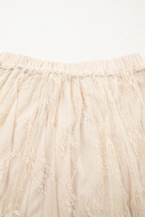 Apricot Lace Cascading Tiered High Waist Maxi Skirt Skirts & Petticoat JT's Designer Fashion