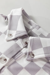 Khaki Checkerboard Flap Pocket Button Front Shacket Plaid Shackets JT's Designer Fashion