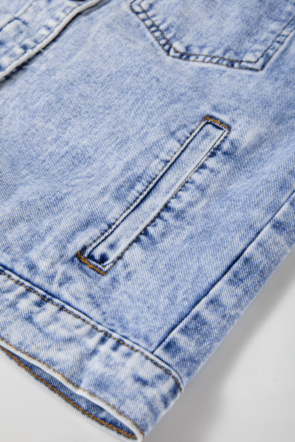 Beau Blue Vintage Washed Flap Pockets Denim Jacket Denim Jackets JT's Designer Fashion