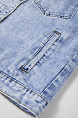 Beau Blue Vintage Washed Flap Pockets Denim Jacket Denim Jackets JT's Designer Fashion
