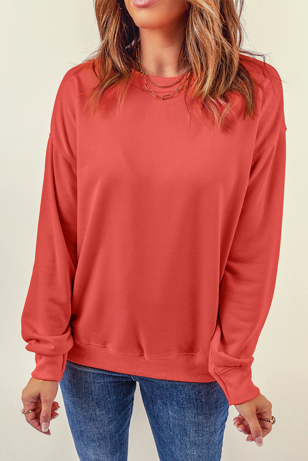 Plain Crew Neck Pullover Sweatshirt Sweatshirts & Hoodies JT's Designer Fashion