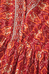 Orange Plus Size Printed Surplice Neck Empire Waist Flowy Mini Dress Plus Size Mini Dresses JT's Designer Fashion