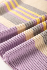 Purple Stripe Borderline Rib Knit Cuffed Dolman Sleeve Sweater Sweaters JT's Designer Fashion
