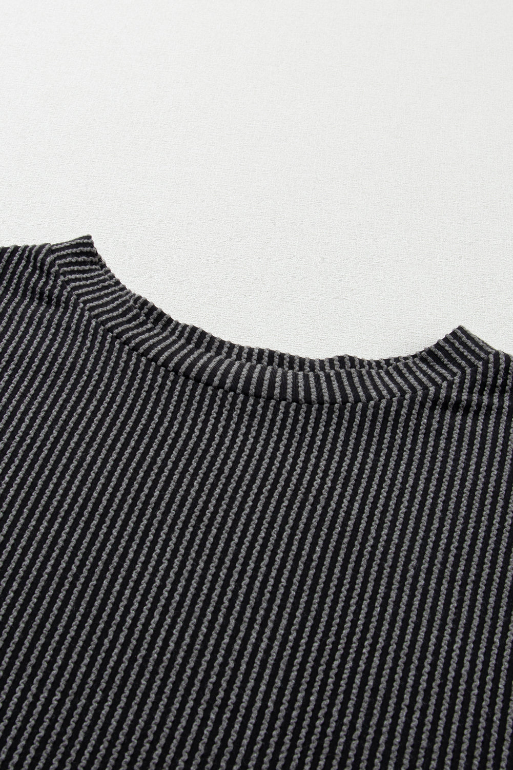 Carbon Grey Ribbed Textured Knit Loose Fit Tee and Shorts Set Short Sets JT's Designer Fashion
