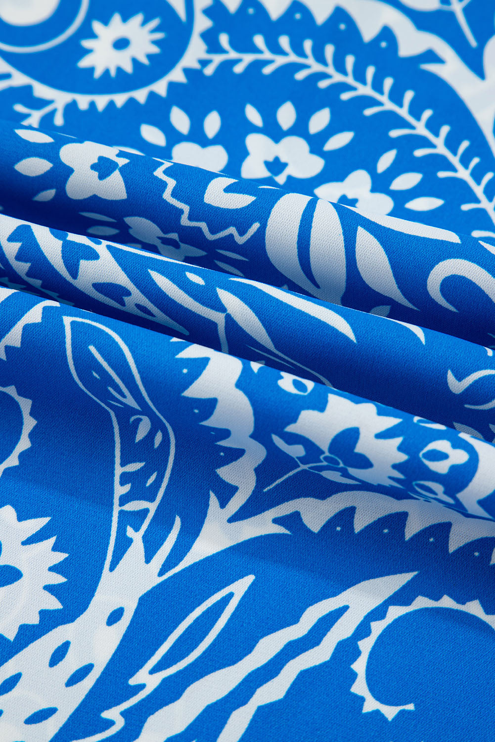 Blue Paisley V Neck Crisscross Backless Long Dress Maxi Dresses JT's Designer Fashion