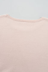 Oatmeal Floral Printed Patchwork Smocked Lantern Sleeve Knit Top Sweaters JT's Designer Fashion