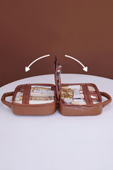 Black Checkered Multiple Compartments PU Leather Cosmetic Bag Makeup Bags JT's Designer Fashion