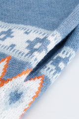 Blue Aztec Print Open Front Knitted Cardigan Sweaters & Cardigans JT's Designer Fashion