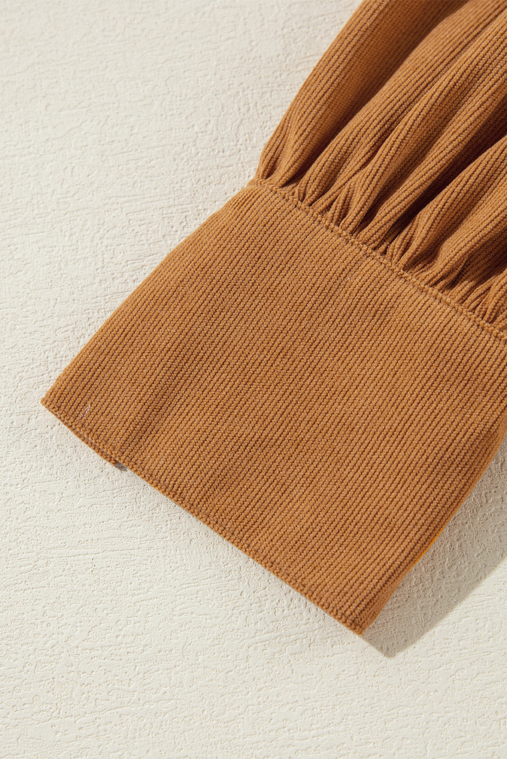 Desert Gold Corduroy Pleated Puff Sleeve Shift Short Dress Mini Dresses JT's Designer Fashion