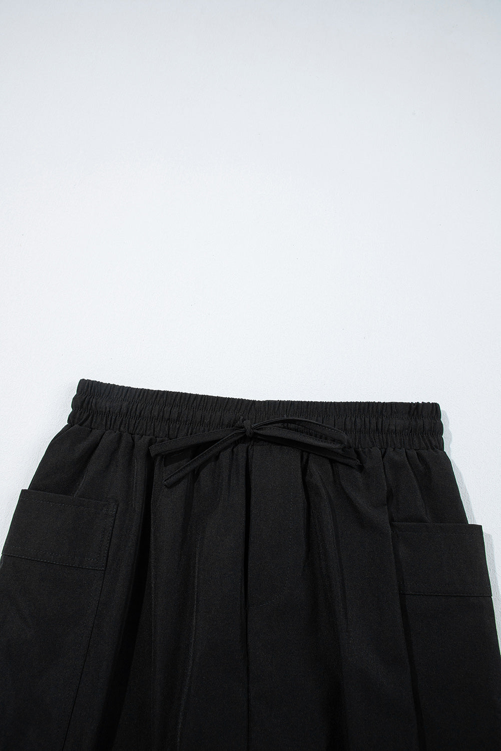 Black Cargo Pocket Elastic Waist Active Casual Skort Casual Shorts JT's Designer Fashion