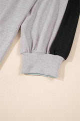 Gray Colorblock Ribbed Collared Oversized Sweatshirt Sweatshirts & Hoodies JT's Designer Fashion