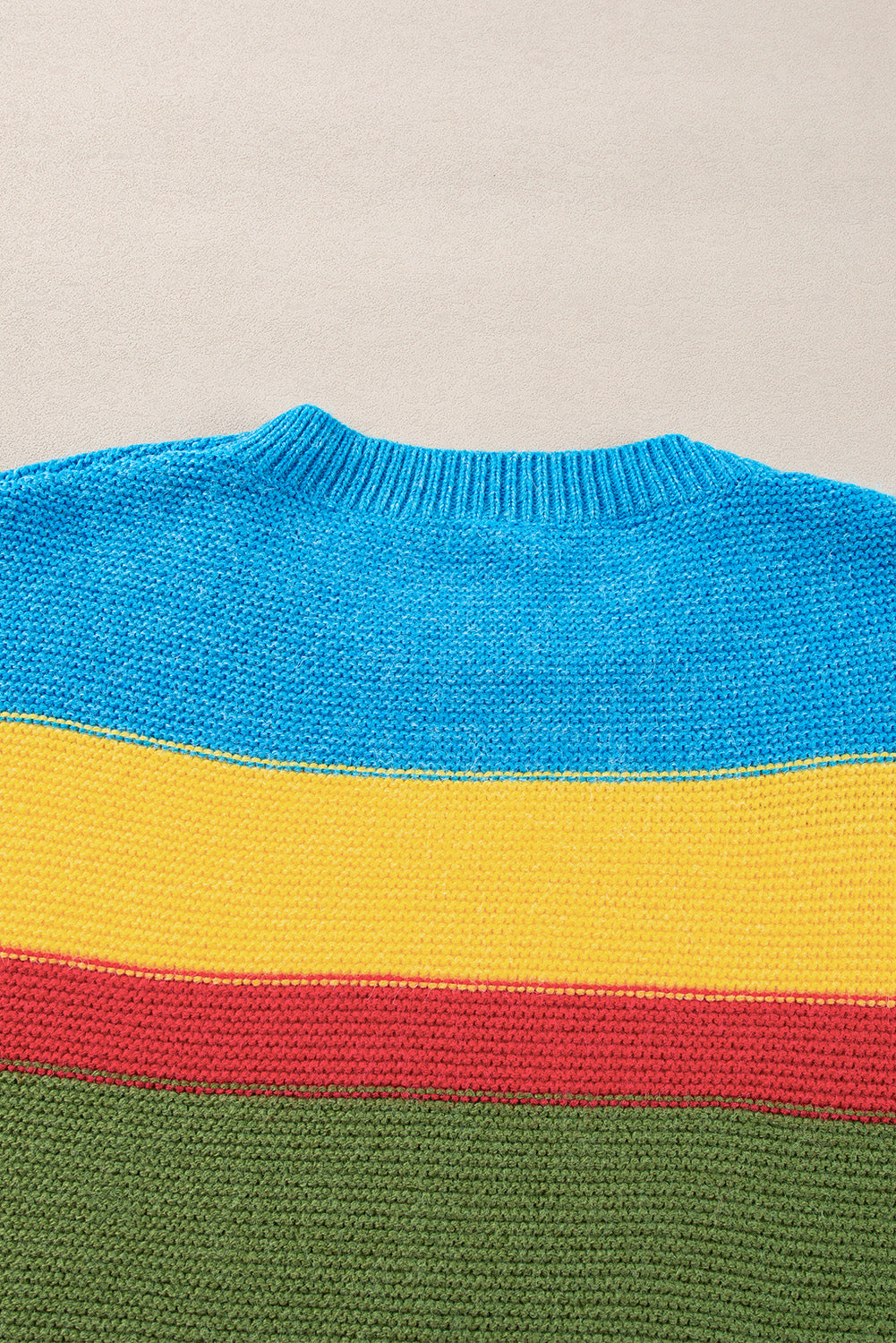 Light Blue Colorblock Mixed Textured Drop Shoulder Sweater Sweaters JT's Designer Fashion