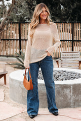 Smoke Gray Crochet Hollow-out Jumper Top Sweater Sweaters JT's Designer Fashion
