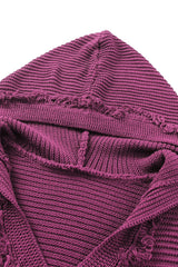 V Neck Ribbed Drop Shoulder Hooded Sweater Sweaters & Cardigans JT's Designer Fashion