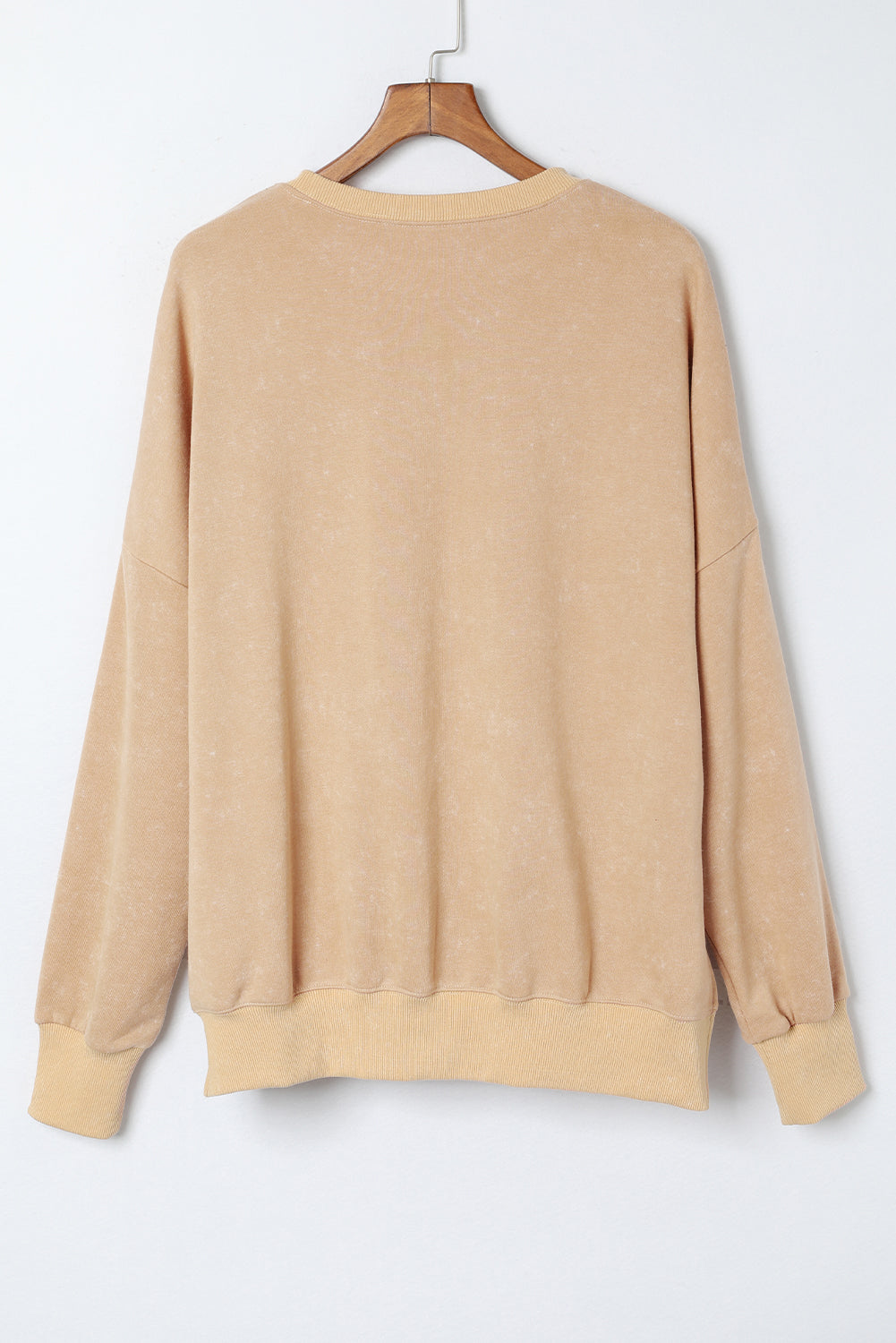 Khaki Drop Shoulder Ribbed Trim Oversized Sweatshirt Sweatshirts & Hoodies JT's Designer Fashion