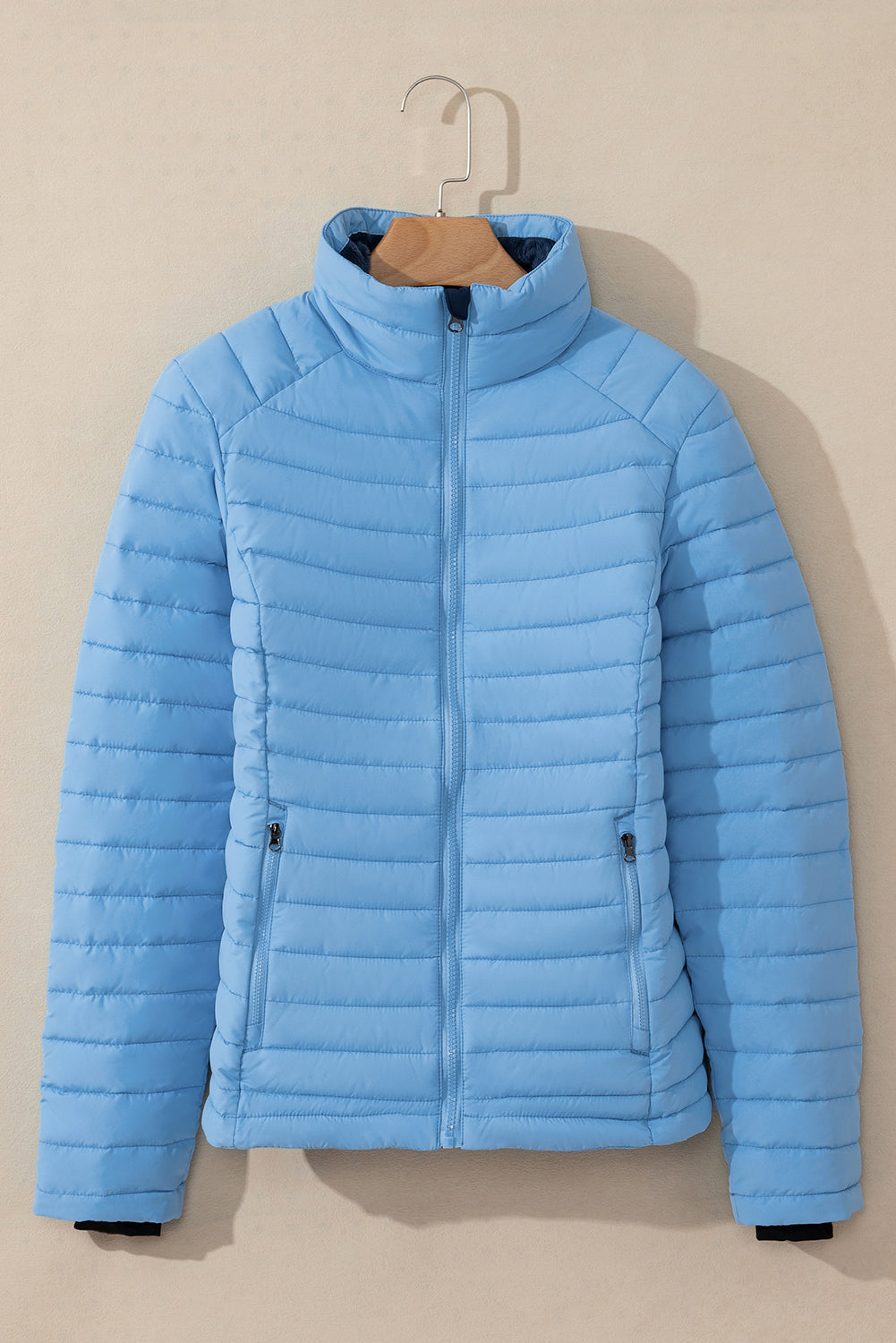 Myosotis Solid Color Quilted Zip-up Puffer Jacket Jackets JT's Designer Fashion