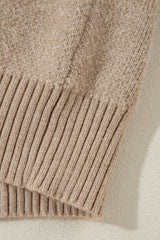 Parchment Flower Pattern Ribbed Trim Crew Neck Sweater Sweaters JT's Designer Fashion