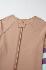 Dune Flower Patchwork Raglan Sleeve Exposed Seam Oversized Top Long Sleeve Tops JT's Designer Fashion