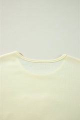 Beige Tinsel Flower Dropped Puff Sleeve Sweatshirt Sweatshirts & Hoodies JT's Designer Fashion