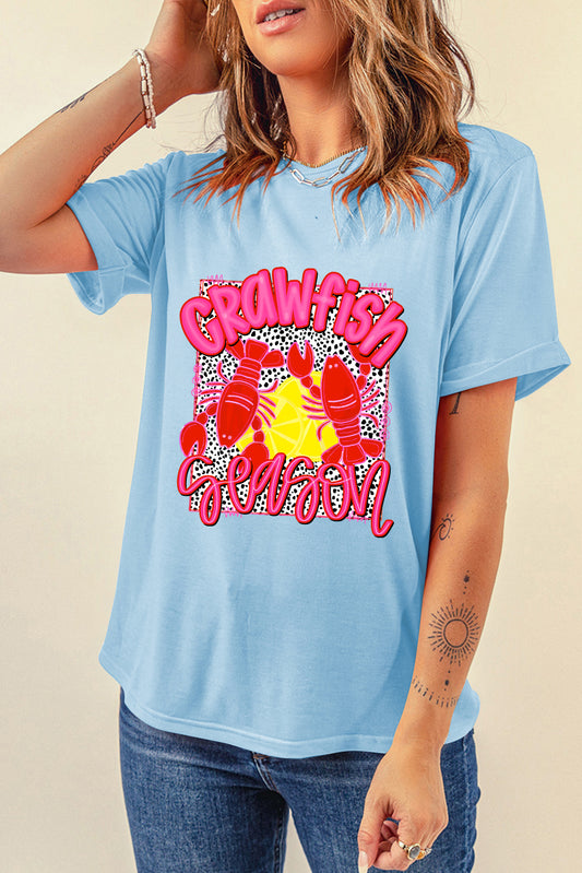 Light Blue Crawfish Season Fashion Graphic T Shirt Graphic Tees JT's Designer Fashion