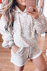 White Classic Leopard Hoodie and Shorts Set White 95%Polyester+5%Elastane Short Sets JT's Designer Fashion