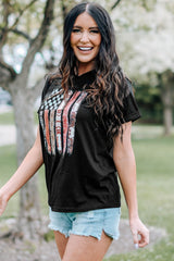 Black Western American Flag Graphic Tee Graphic Tees JT's Designer Fashion