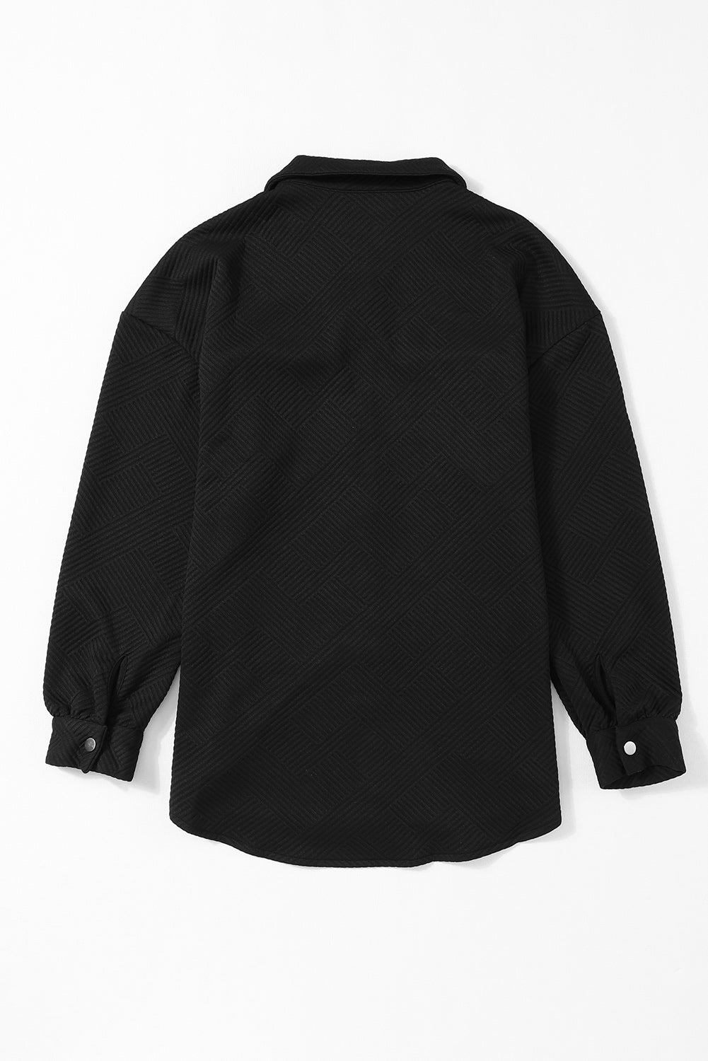 Black Solid Textured Flap Pocket Buttoned Shacket Jackets JT's Designer Fashion