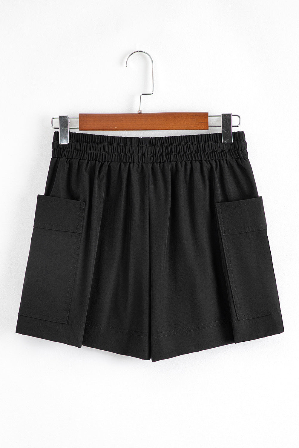 Black Cargo Pocket Elastic Waist Active Casual Skort Casual Shorts JT's Designer Fashion