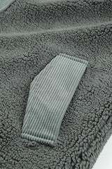 Gray Corduroy Trim Elbow Patch Sherpa Jacket Jackets JT's Designer Fashion