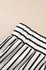 Black Stripe V Neck Tee and Casual Short Set Short Sets JT's Designer Fashion