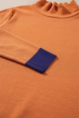 Straw Yellow Color Contrast Edge Mock Neck Slim Fit Sweater Sweaters JT's Designer Fashion